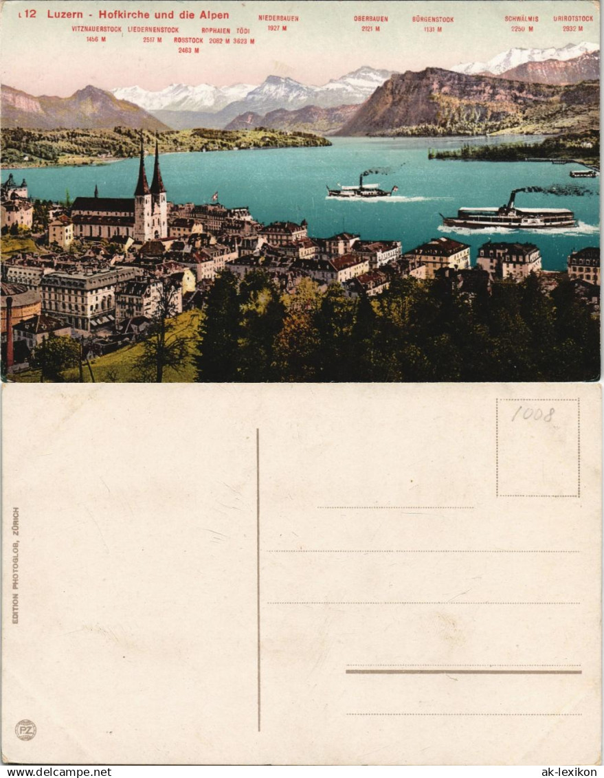 Ansichtskarte Luzern Lucerna Stadt, Dampfer 1909