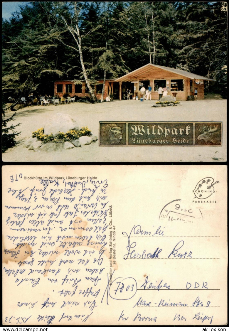 Ansichtskarte .Niedersachsen Blockhütte im Wildpark Lüneburger Heide 1973