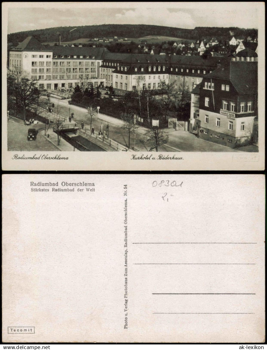 Ansichtskarte Oberschlema-Bad Schlema Kurhotel u. Bäderhaus 1930