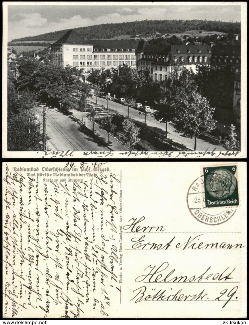 Ansichtskarte Oberschlema-Bad Schlema Straßenpartie - Kurhaus 1938