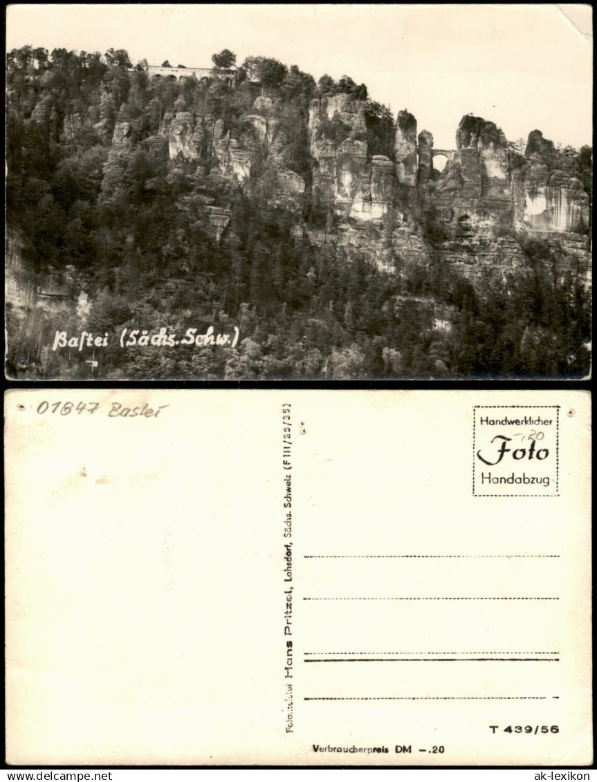 Ansichtskarte Rathen Bastei Basteibrücke in der Sächsischen Schweiz 1956