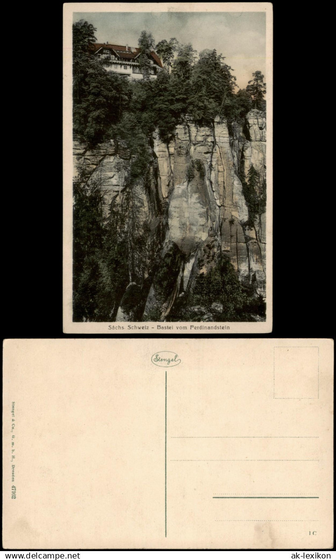 Ansichtskarte Rathen Sächs. Schweiz - Bastei vom Ferdinandstein 1922