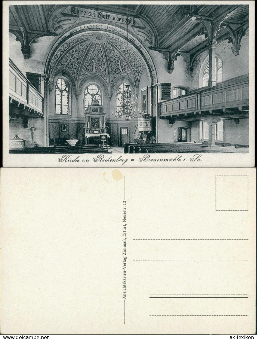 Ansichtskarte Rechenberg-Bienenmühle Innen - Kirche - Altar 1928