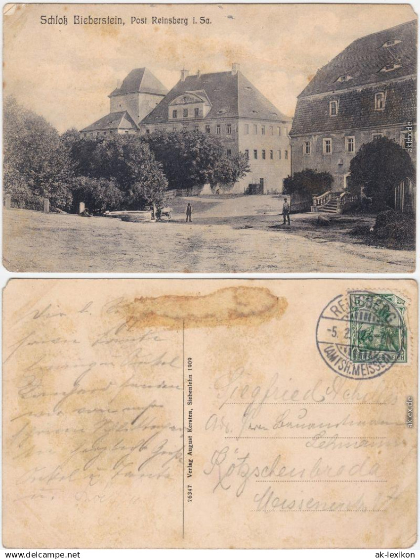 Ansichtskarte Reinsberg (Sachsen) Schloß Bieberstein 1912