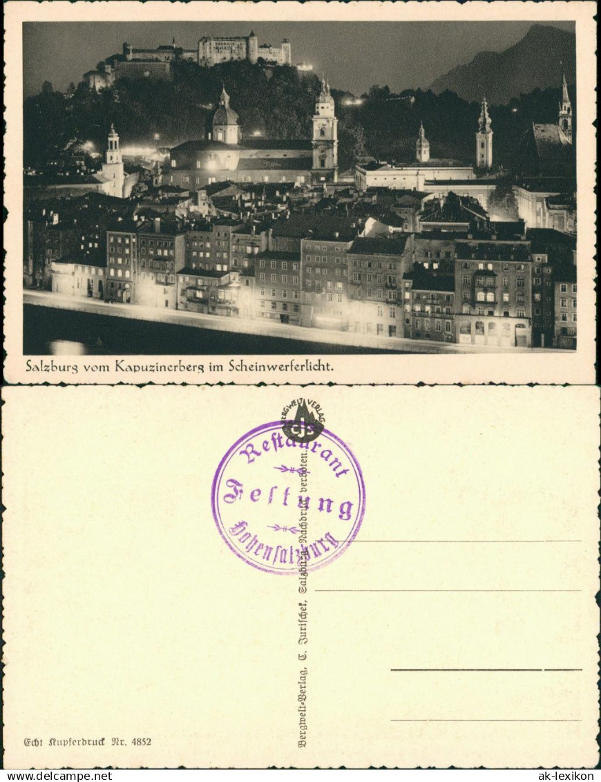 Ansichtskarte Salzburg Stadt bei Nacht 1928