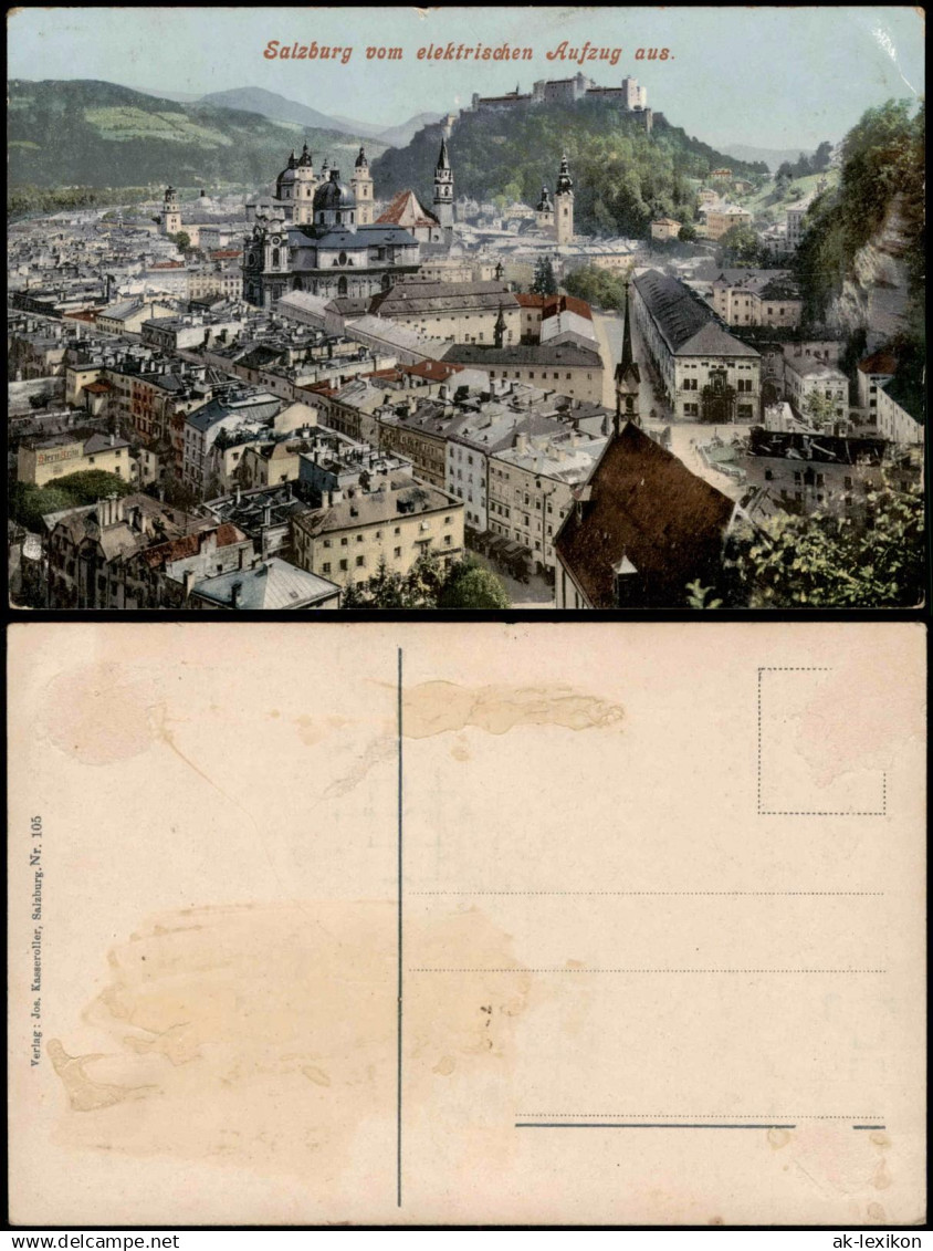 Ansichtskarte Salzburg Stadt Panorama vom elektrischen Aufzug aus 1910