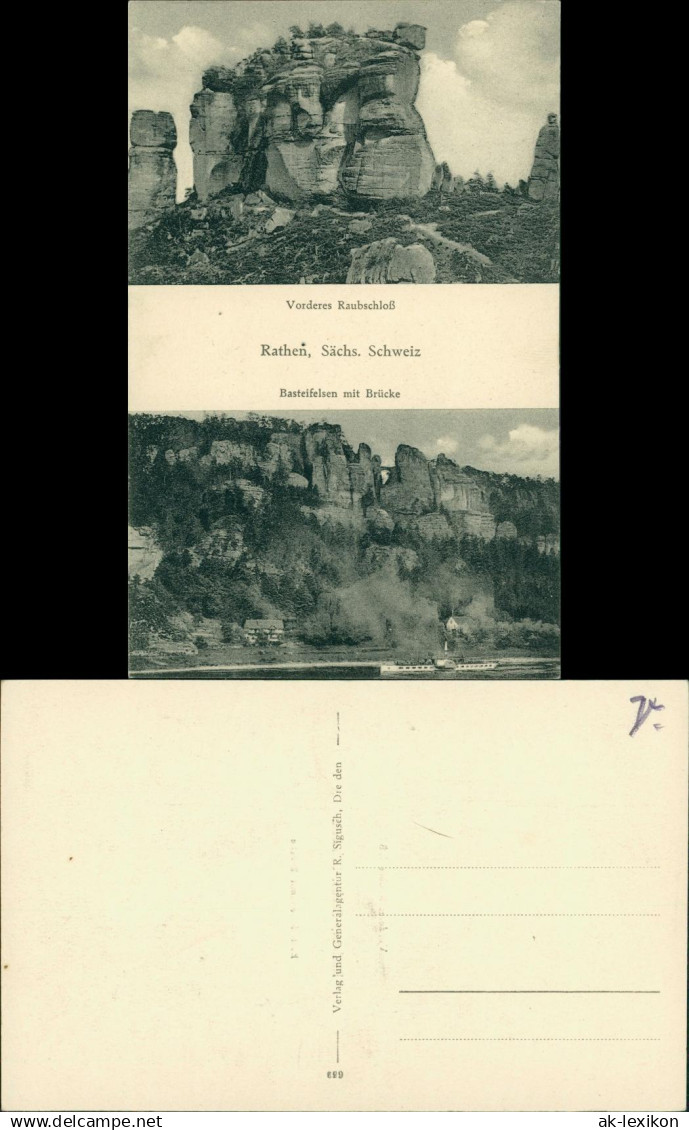 Ansichtskarte Schmilka Frienstein (Vorderes Raubschloss) 1950