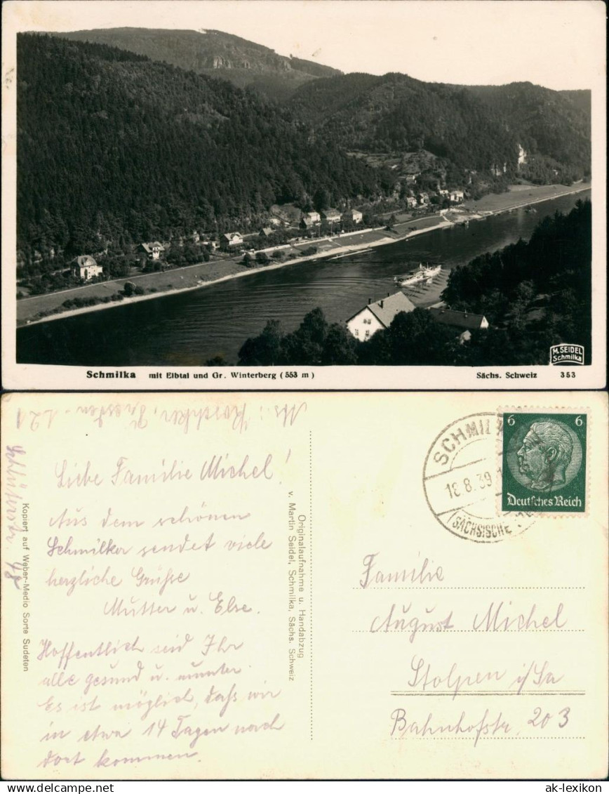 Ansichtskarte Schmilka Stadt Dampfer M. Seidel Schmilka 1934