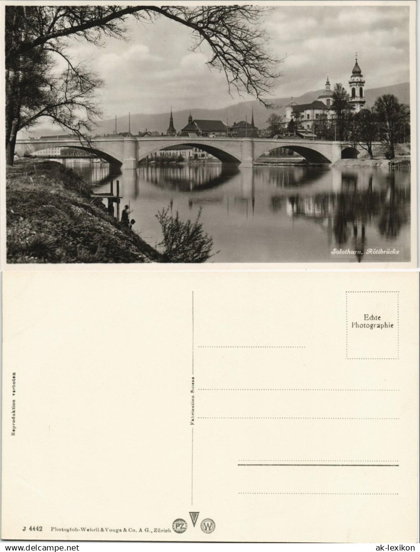 Ansichtskarte Solothurn Soleure&#47; Soletta Brücke und Stadt 1932