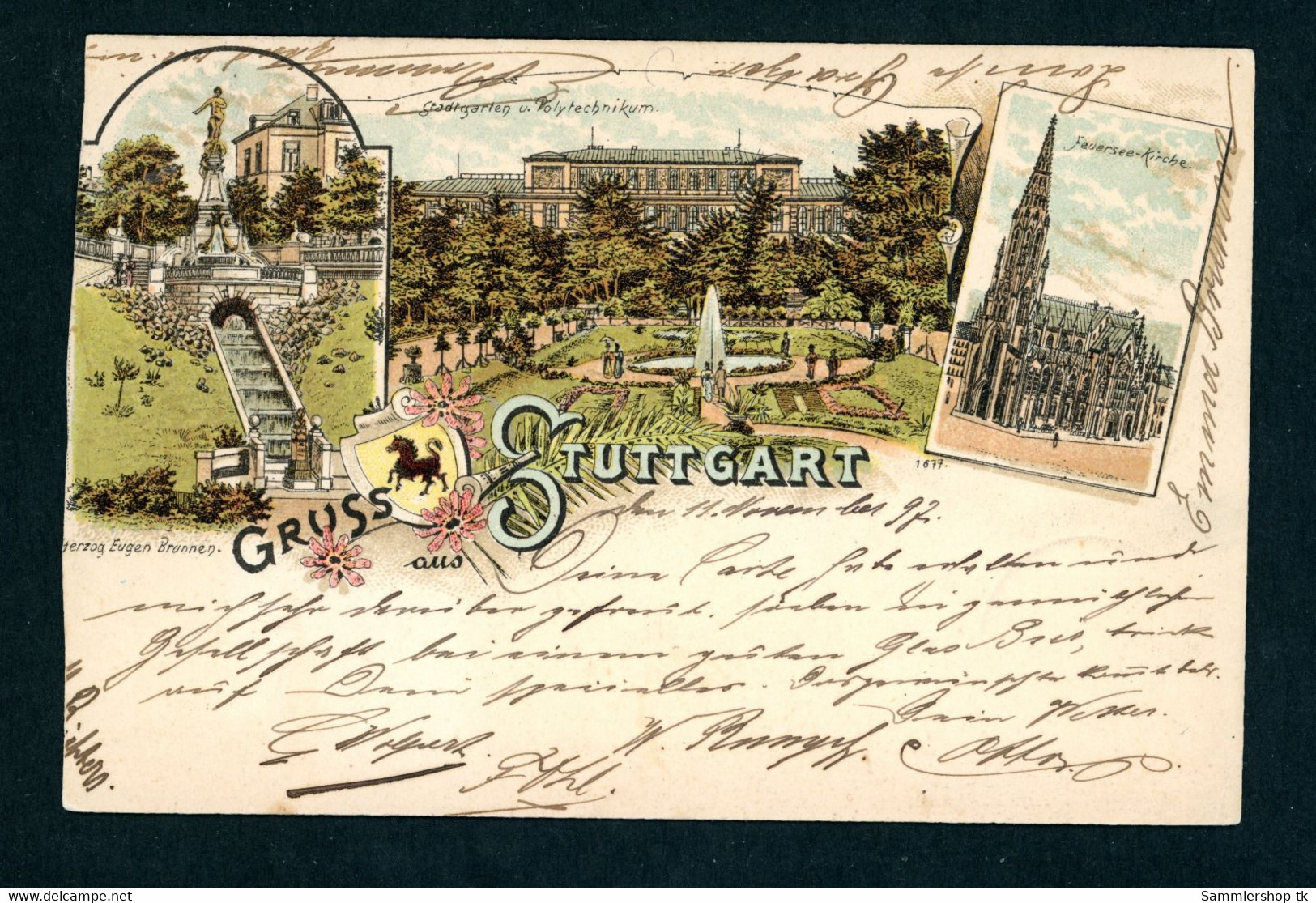 Ansichtskarte Stuttgart Gruss aus Stuttgart 1897 - beschnitten