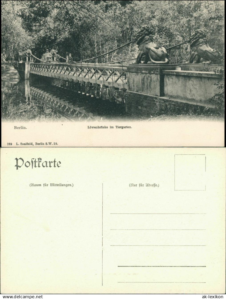 Ansichtskarte Tiergarten-Berlin Löwenbrücke 1908