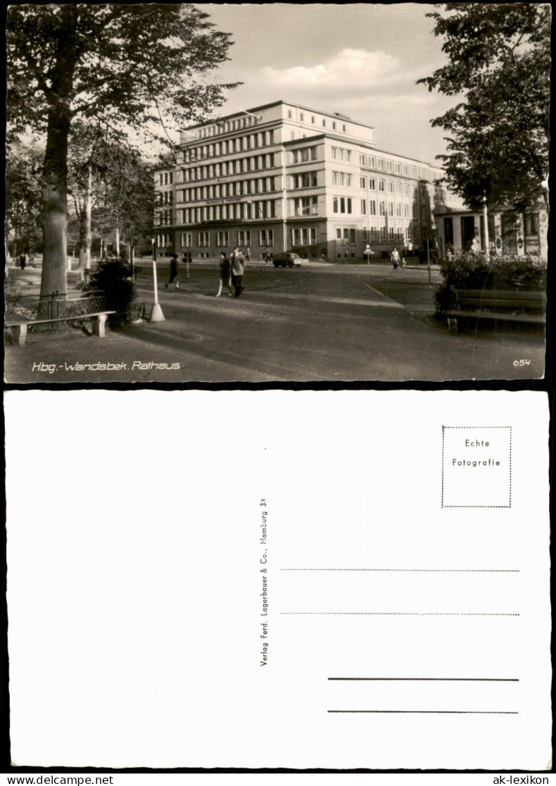 Ansichtskarte Wandsbek-Hamburg Strassen Partie am Rathaus 1955