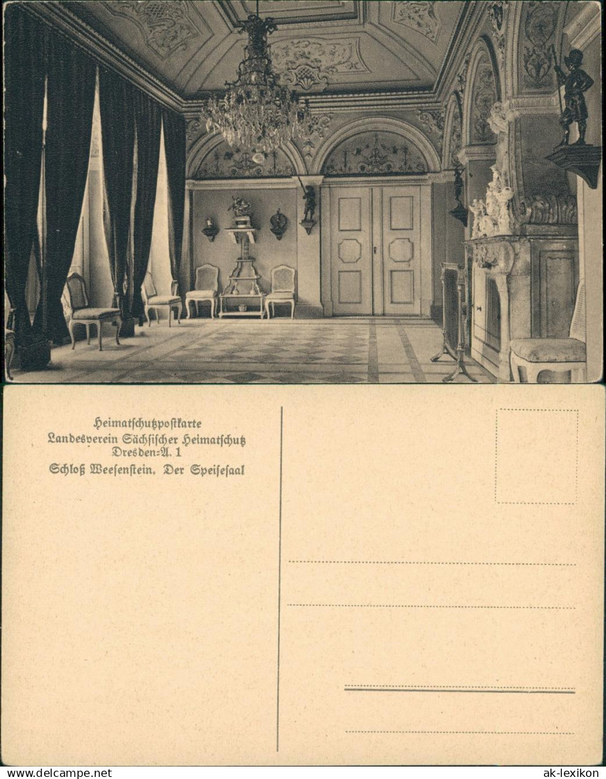 Ansichtskarte Weesenstein (Müglitz) Schloss Weesenstein - Spesiezimmer 1922