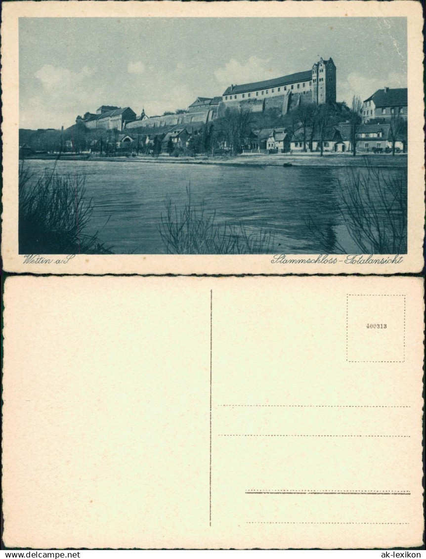 Ansichtskarte Wettin (Saale)-Wettin-Löbejün Stammschloss und Totale 1928