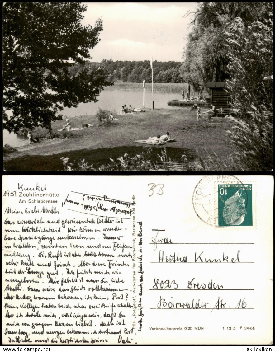 Ansichtskarte Zechlinerhütte/Mark-Rheinsberg Partie am Schlabornsee 1965