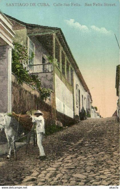 PC CPA CUBA, SANTIAGO DE CUBA, CALLE SAN FELIX, Vintage Postcard (b22264)