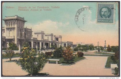 POS-1025 CUBA POSTCARD. 1924. AVENIDA DE LOS PRESIDENTES, VEDADO, HABANA.