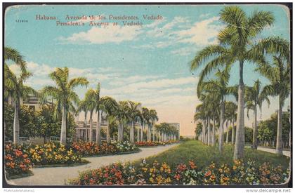 POS-587 CUBA POSTCARD. CIRCA 1930. HABANA. AVENIDA DE LOS PRESIDENTES, VEDADO.