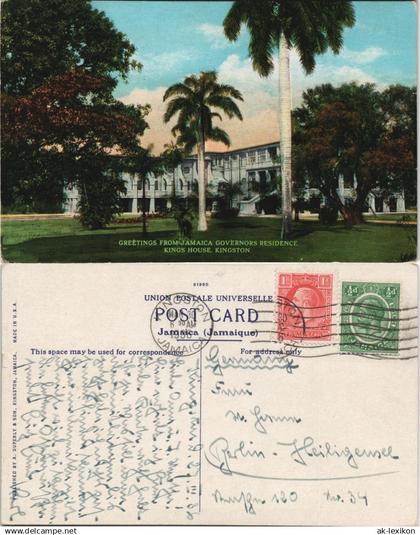 Postcard Kingston JAMAICA GOVERNORS RESIDENCE. gelaufen 1930