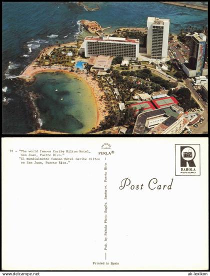 Postcard San Juan Luftaufnahme Aerial View Caribe Hilton Hotel Puerto Rico 1970