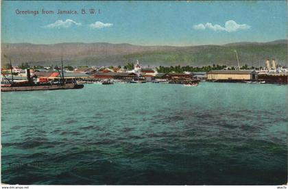 PC JAMAICA, GREETINGS FROM JAMAICA, B.W.I., Vintage Postcard (b31228)