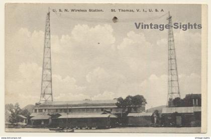 St.Thomas / Virgin Islands: U.S.N. Wireless Station / Transmission Tower (Vintage PC ~1910s/1920s)