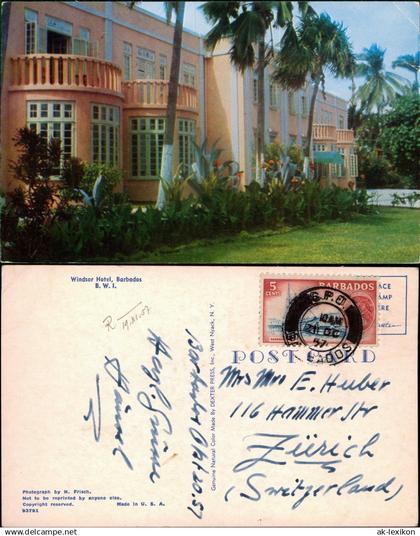 Postcard Barbados Windsor Hotel, Barbados 1957  gel. Briefmarke Stempel