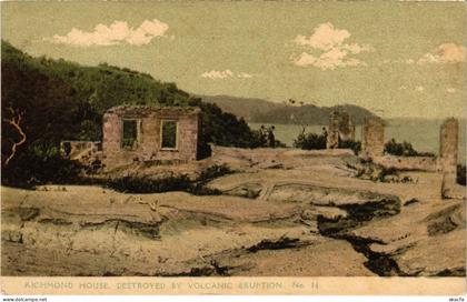 PC VIRGIN ISLANDS RICHMOND HOUSE AFTER VOLCANIC ERUPTION Vintage Pc. (b52259)