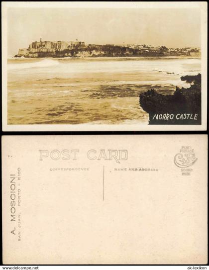 Postcard San Juan Panorama mit Meer, alter Festungsanlage Puerto Rico 1920