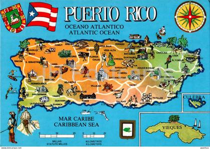 Puerto Rico - Queen of Caribbean - map - 175 - Puerto Rico - unused