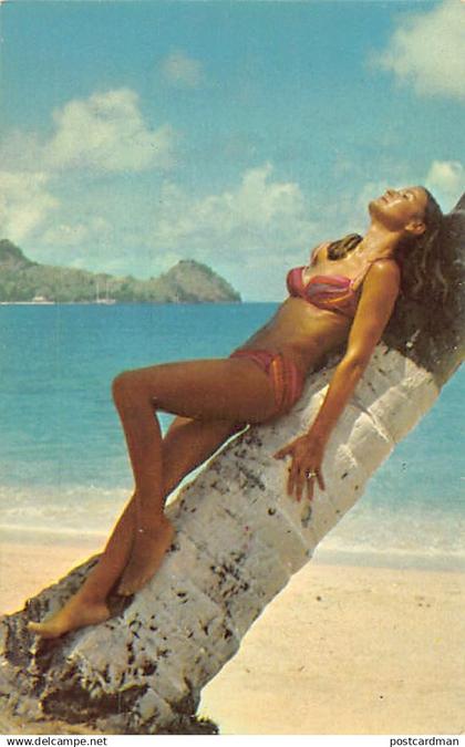 Saint Lucia - Pigeon Island and woman sun bathing - Publ. Dukane Press