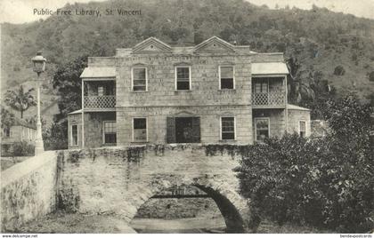 St. Vincent, W.I., Public Free Library (1910s) Postcard