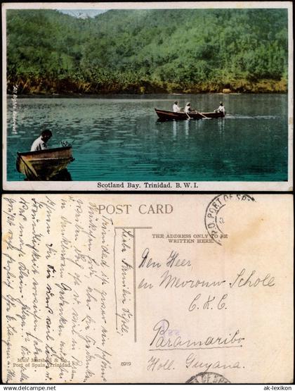 Postcard Trinidad Taypen Boote Scotland Bay. Tobago 1926