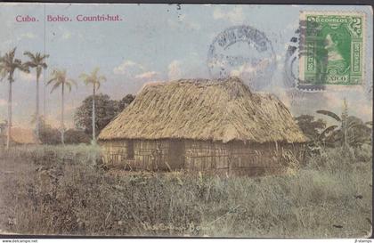 1936. CUBA Fine postcard (Cuba. Bohio. Countri-hut) to Germany with Mexican stamp and cancelled NUEVO LARE... - JF438206