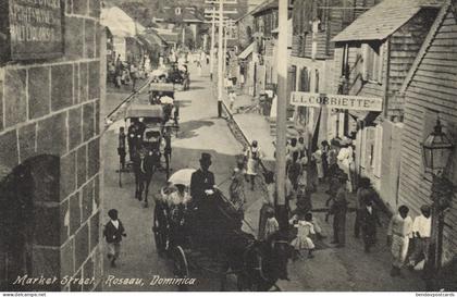 dominica, W.I., ROSEAU, Market Street (1910s) Postcard