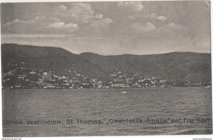 Dansk Vestindien - St. Thomas - Charlotte Amalie set fra soen