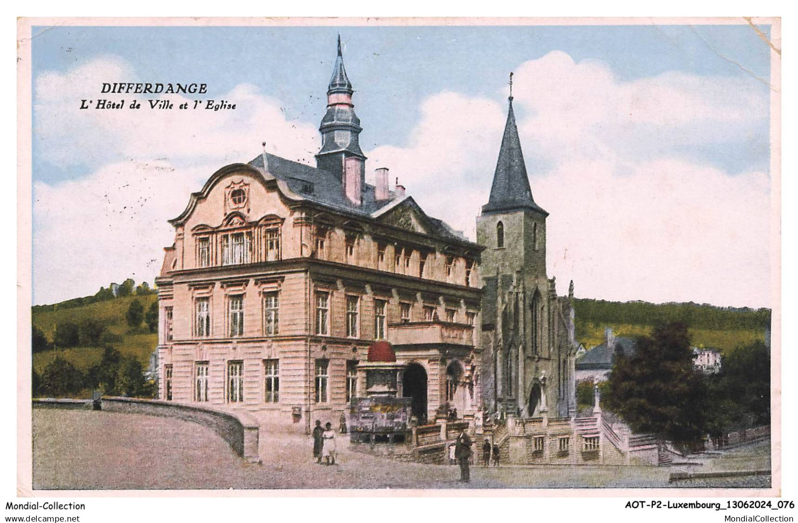 AOTP2-0108-LUXEMBOURG - DIFFERDANGE - l'hotel de ville et l'église