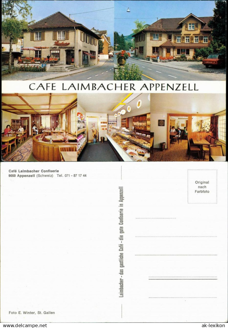 Appenzell (CH) Café Laimbacher Confiserie  Mehrbild-AK 1970