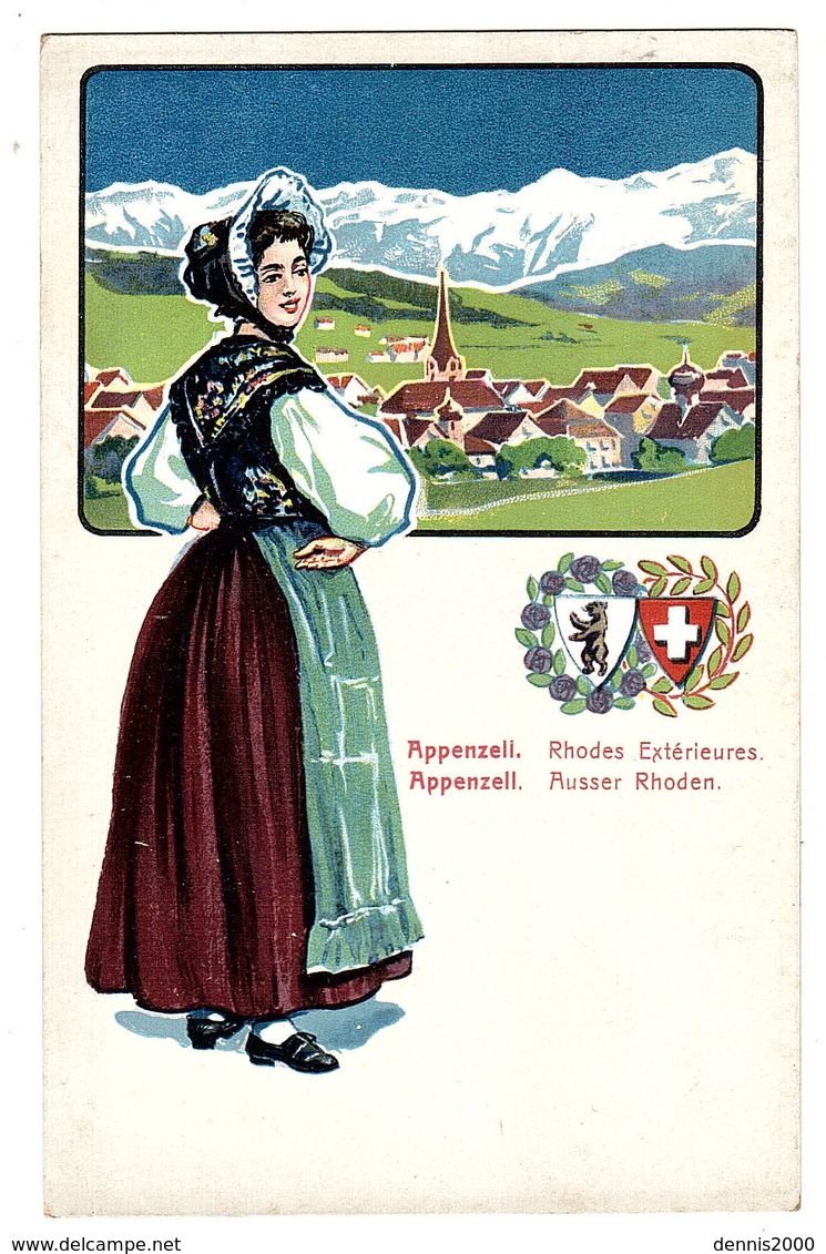 APPENZELL Rhodes Extérieures - APPENZELL Ausser Rhoden - FEMME - COSTUME - BLASON