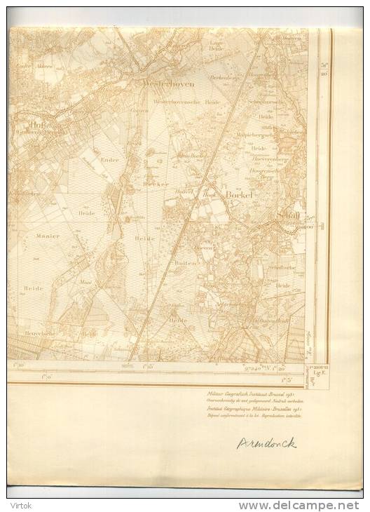 Arendonk  :  Militair geografisch instituut :  met gemeente  rondom  (  formaat  87  X  63  Cm )