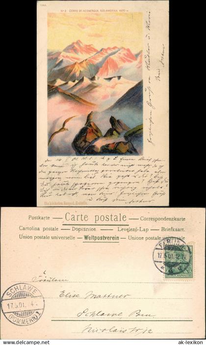 .Argentinen .Argentina Aconcagua Stimmungsbild Künstlerkarte 1901