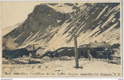 Real Photo Cordillera de los Andes Zanjon Amarillo Coll. Fajardo Tren Train