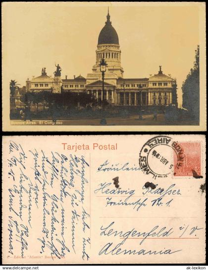 Postcard Buenos Aires El Congreso - Fotokarte 1926  Argentina Argentinien