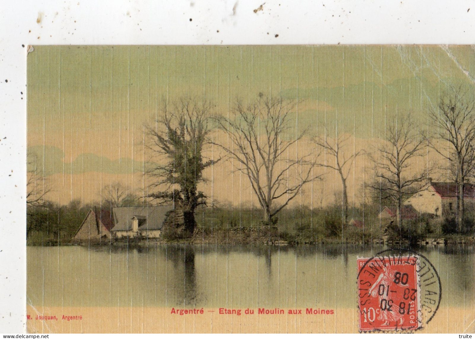 ARGENTRE-DU-PLESSIS ETANG DU MOULIN AUX MOINES ( CARTE TOILEE ET COLORISEE )