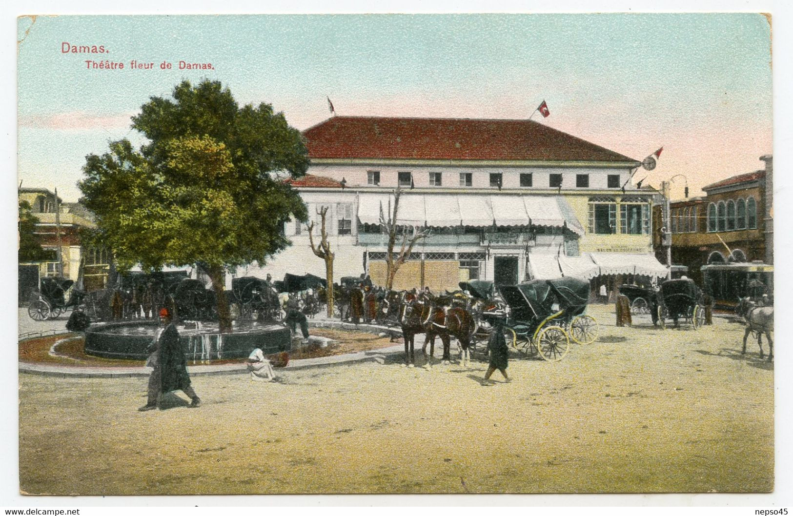 Asie. Syrie. Damas théâtre fleur de Damas.belle carte animée.