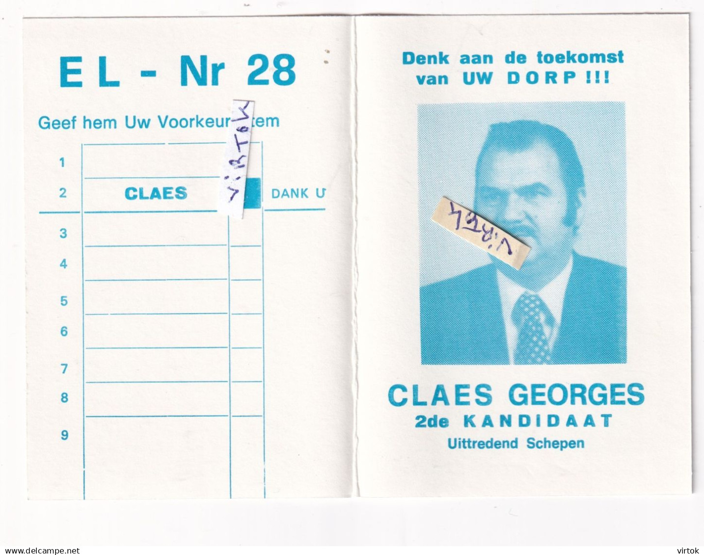 ASSENT  (  Kortenaken )  : Claes Georges  ( verkiezingen Bekkevoort ??  )    kalender  verso 1983