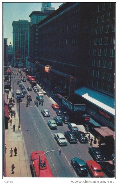 Atlanta GA Georgia, Peachtree Street Scene, Autos, c1950s/60s Vintage Postcard