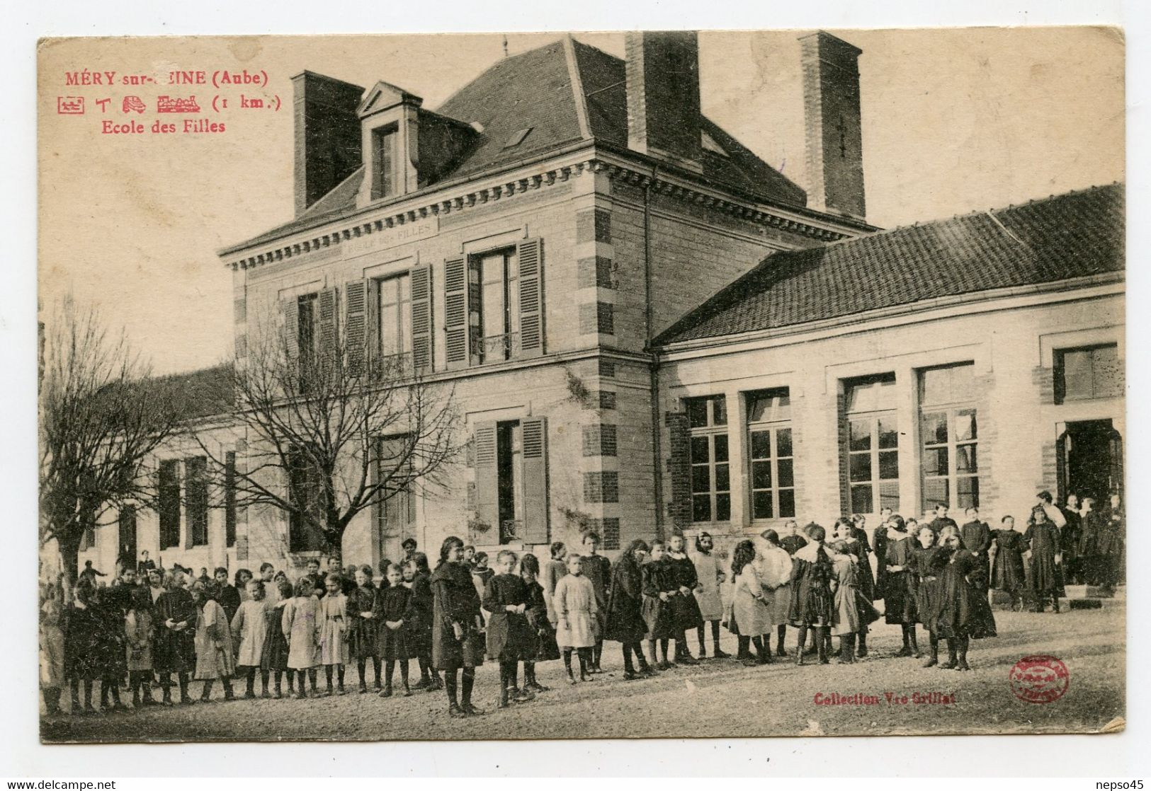 ( Aube 10 ) Méry-Sur-Seine, école des filles.carte écrite et animée