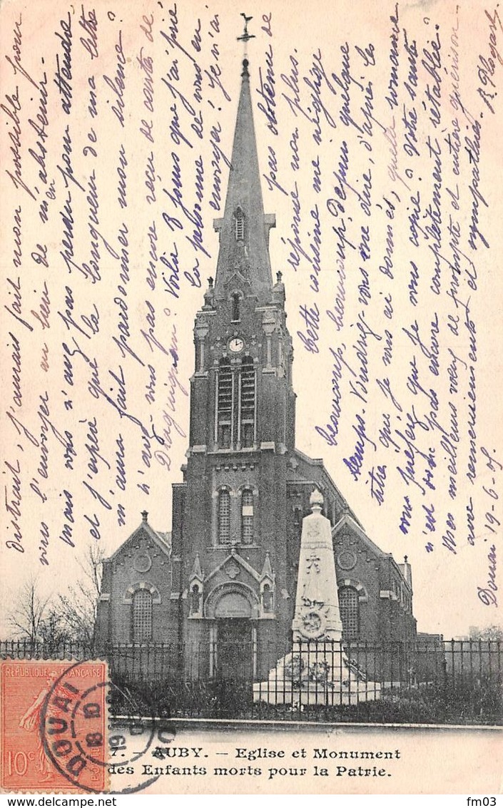 Auby église monument aux morts