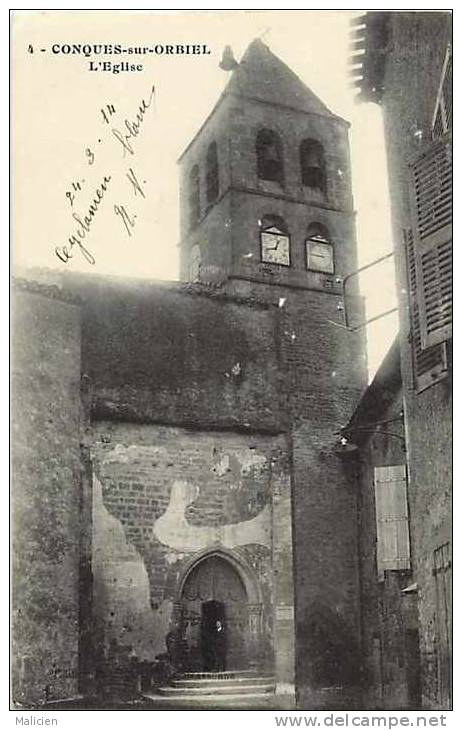 aude  -ref D563- conques sur orbiel - l eglise  - carte bon etat  -